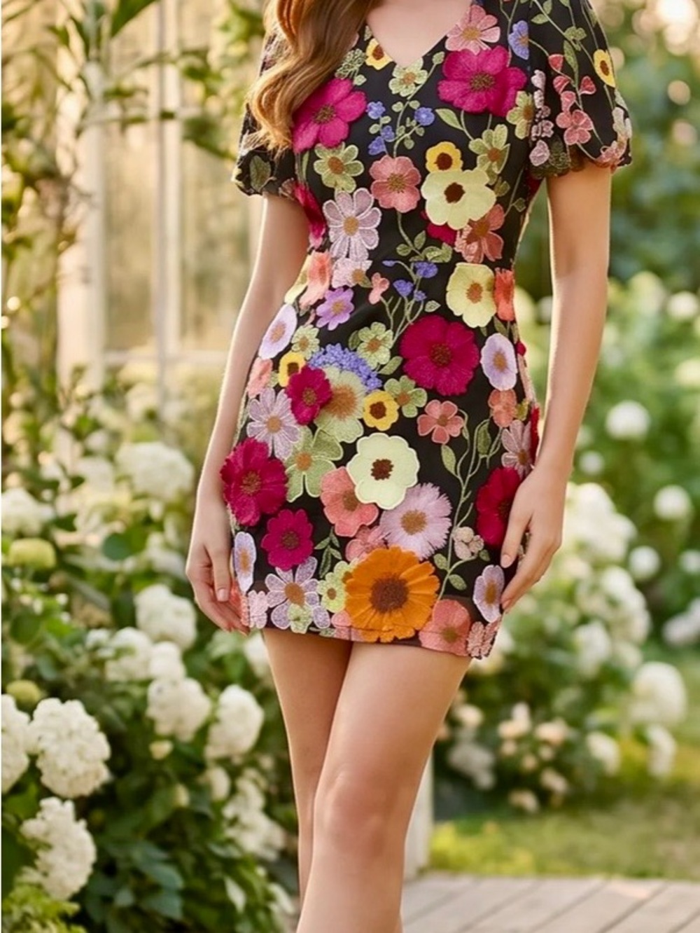 NWT! Adelyn Rae 3D Floral Midi Dress ~ L